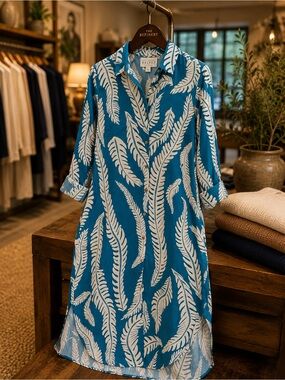 BIGHIT- Fashion L/S Button up Shirt Dress Midi Small
